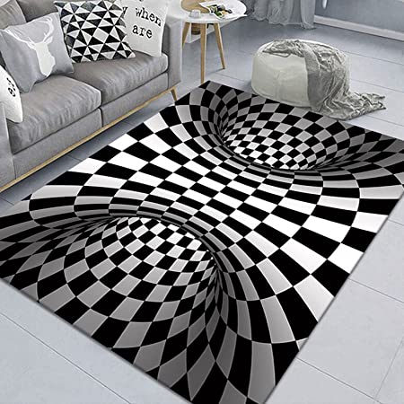 3D Optical Illusion Rug Geometric Art Rectangle Area Rugs for Bedroom Living Room Not-Slip Floor Mat 59x40 inch