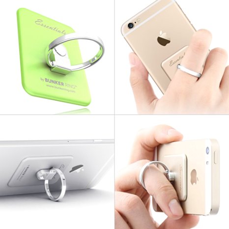 Kickstand; Original, Genuine, Authentic " i&PLUS BUNKER RING Essentials " Cell Phone and Tablets Anti Drop Ring for iPhone 6 plus iPad mini iPad2 iPad iPod Samsung GALAXY NOTE S5 Universal Mobile Devices (Lime)