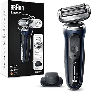 Braun Series 7 Rasoir Électrique Homme À Grille Sans Fil Bleu, Tondeuse De Précision, Technologie Wet & Dry, Rechargeable, 70-B1200s