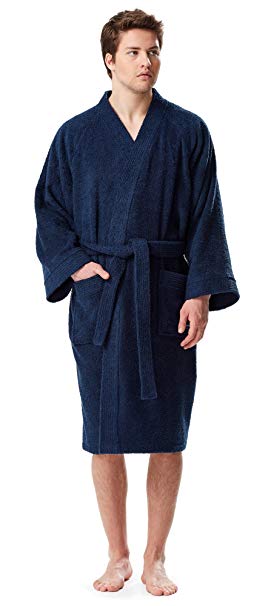 Arus Men's Short Kimono Bathrobe Turkish Cotton Terry Cloth Robe