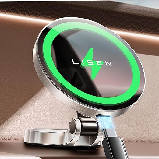 LISEN for Magsafe Car Mount Charger Wireless 15W Car Charger for iPhone Magnetic Car Phone Holder Mount Wireless Fast Charging for Magsafe Charger Fits iPhone 14 13 12 Magsafe Case