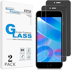 KATIN [2-Pack Privacy Screen Protector For iPhone 8 Plus, iPhone 7 Plus Tempered Glass, Bubble Free, 9H Hardness, Easy to Install, Case Friendly