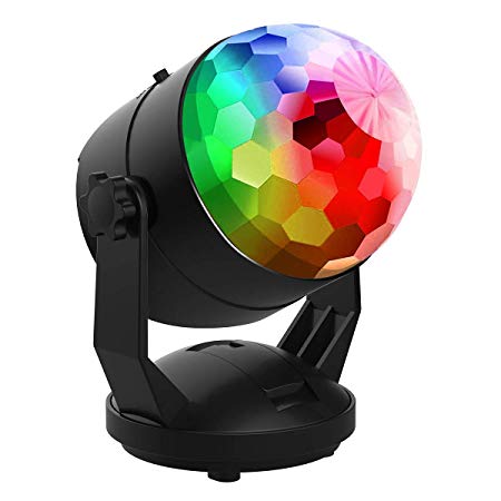 【New Arrival-6 Light Bulbs】Party Lights Sound Activated Disco Ball Strobe Light 7 Lighting Colors, USB/Battery Powered, Perfect for Kids, Festival Celebration Birthday Xmas Party-No remote included