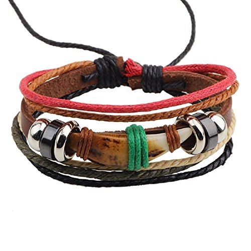 Ysiop Men Women Retro Leather Bracelet Bohemia PU Wristband Wraps and Bangles