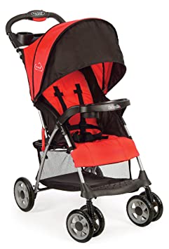 Kolcraft Cloud Plus Lightweight Easy Fold Compact Travel Stroller, Fire Red