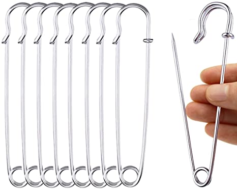 Large Safety Pins Strong, 20 Pcs 4 Inch Large Kilt Pins Metal Blanket Pins Strong Knitting Holder Extra Large Pins for Jewelry Crafts