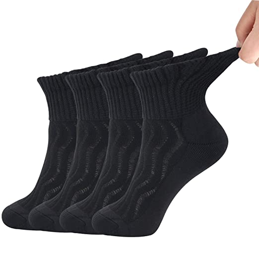 MD 6 Pack Mens Bamboo Ankle Socks Non-Binding Wide Dress Socks Moisture Wicking Cushioned Quarter Socks