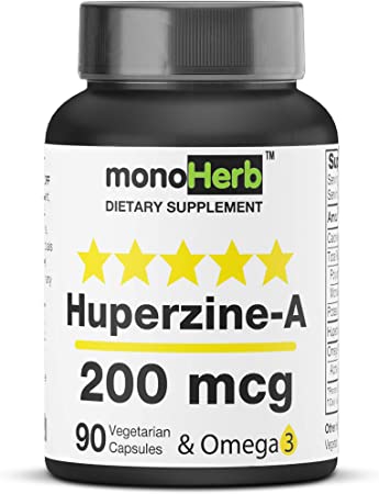 Huperzine-A 200mcg, 90 Capsules with Omega 3, 400mcg 45 Servings