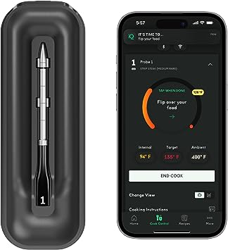 CHEF iQ Smart Wireless Meat Thermometer Unlimited Range, Bluetooth & WiFi Digital Food Thermometer with Alerts, Ultra-Thin Probe for BBQ Grill, Oven, Smoker, Air Fryer, Deep Fryer, Sous Vide, Stove