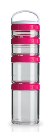 BlenderBottle GoStak Twist n' Lock Storage Jars, 4-Piece Starter Pak, Pink