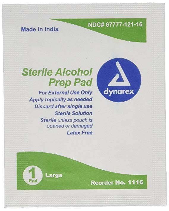 Dynarex Alcohol Sterile Prep Pads, Large, 100 Count