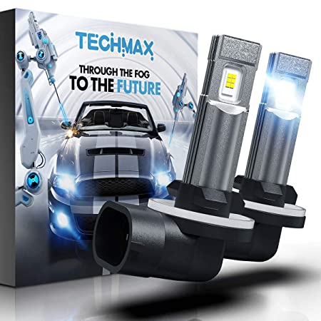 TECHMAX 881 LED Fog Light Bulb,886 894 898 DRL 6000K Xenon White 2800LM 60W 320°Beam Angle Pack of 2