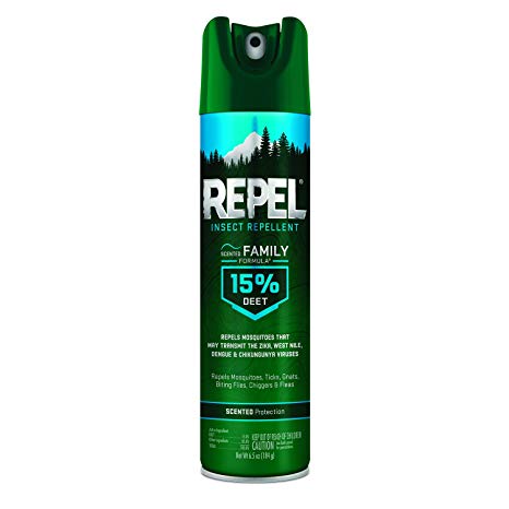 Repel Insect Repellent Scented Family Formula 15% DEET, Aerosol, 6.5-Ounce, 6-Pack