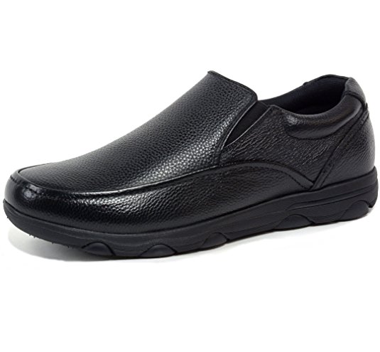 alpine swiss Arbete Mens Leather Slip-On Work Shoes Slip Resistant