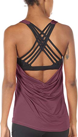 icyzone Yoga Tops Workouts Clothes Activewear Built in Bra Tank Tops for Women