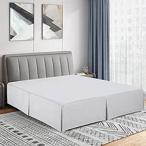 Cathay Home Double Brushed Microfiber Pleated Easy Fit Bed Skirt, Ultra Soft, Fade and Wrinkle Resistant- White, Queen