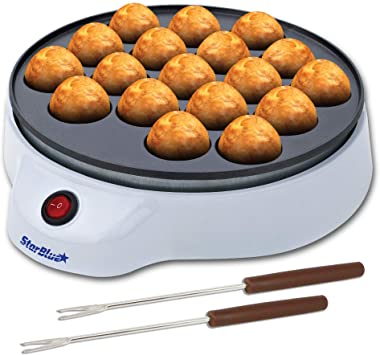 Takoyaki Maker by StarBlue with Free Takoyaki Picks - Easy and Simple to Operate Electric Machine to Make Japanese Takoyaki Octopus Ball, AC 220-240V 50/60Hz 650W, UK Plug, Europe Adapter Included