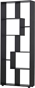 HOMCOM 8-Tier Freestanding Bookcase w/Melamine Surface Anti-Tipping Foot Pads Home Display Storage Grid Stand Bedroom Living Room Furniture Modern Style - Black