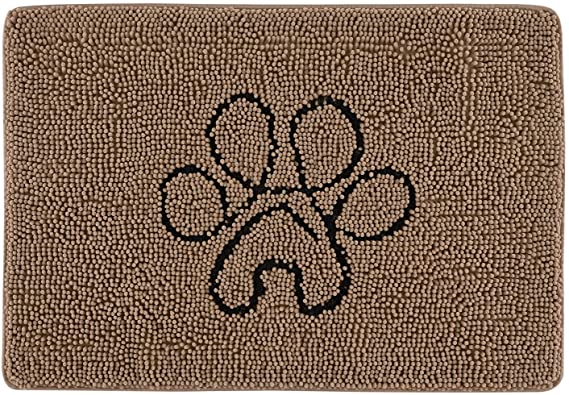 Lifewit Chenille Indoor Doormat Traps Mud and Water, Non Slip Low-Profile Rug Doormats for Muddy Shoes and Dog Paws, Machine Washable Doormat for Pet Entry, Back Door, Mud Room, 24 × 36 in, Brown