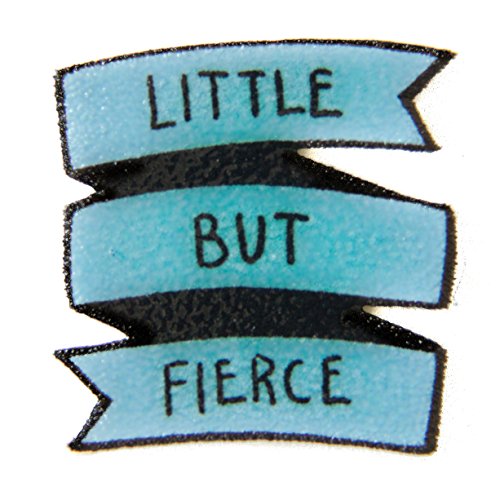 Blue Punk Rock Feminist Quote Banner Pin "Little But Fierce" button badge brooch patch - Handmade