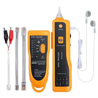Wire Tracker RJ11 RJ45 Cable Tester Line Finder Ethernet LAN Network Cable Tester Multifunction Toner Tracer Tester for Network Cable Collation, Telephone Line Tester, Continuity Checking (Yellow)