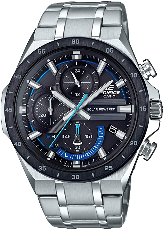 Casio Men's Edifice Quartz Watch with Stainless-Steel Strap, Silver, 28.5 (Model: EQS-920DB-1BVCR)