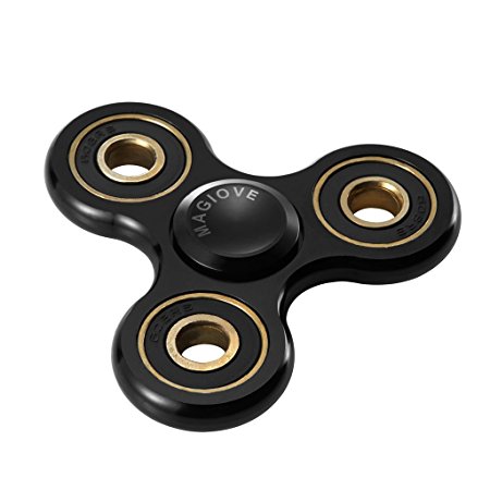 Tri Fidget Spinner Toy Stress Reducer High Speed, Perfect for Killing Time, Relieving Stress, ADHD, Anxiety. (BLACK)