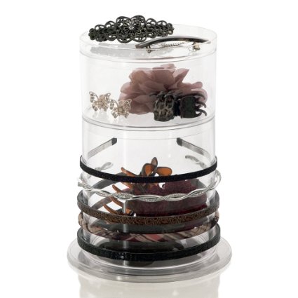 Stackable Headband and Hair Accessory Holder with Compartment and Lid