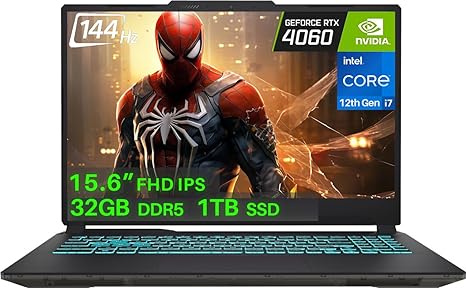 MSI Cyborg 15 Gaming Laptop 2023 Newest, 15.6" 144Hz FHD Display, Intel Core i7-12650H(10-cores), NVIDIA GeForce RTX 4060 Graphics, 32GB DDR5 RAM, 1TB SSD, WiFi 6, Backlit Keyboard, HDMI, Win 11 Home