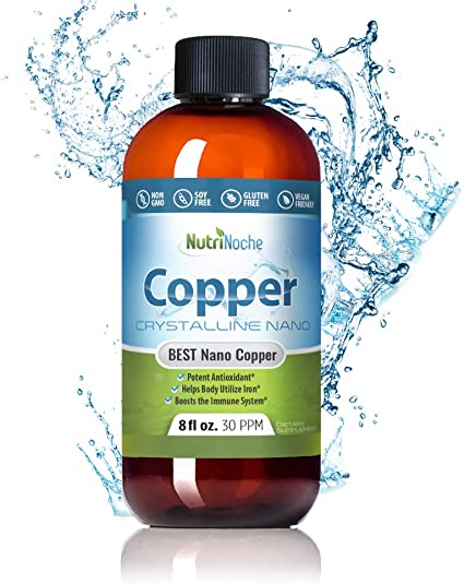 NutriNoche - Liquid Colloidal Copper - 30 Ppm 8 Fl Oz - Crystalline Purity