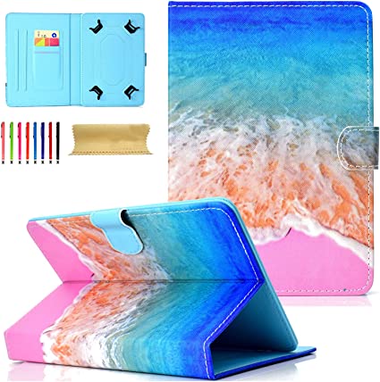 Universal 6.5-7 inch Tablet Case, Coopts Stand Cover for Amazon Fire 7 2015 2017/Samsung Galaxy Tab A 7.0/Tab 3 Lite 7.0/Tab E 7.0/GoTab/RCA/Dell/Lenovo/RCA, Pink Ocean