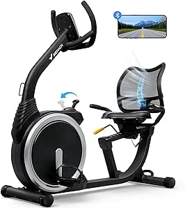 MERACH Recumbent Exercise Bike, High-end Magnetic Stationary Bike with Smart Bluetooth and Exclusive App Connectivity, LCD, Heart Rate Handle, Ideal for Home, S19