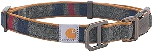 Carhartt Nylon Duck Dog Collar, Fully Adjustable Durable 2-Ply Cordura Nylon Canvas Collars for Dogs, Blanket Stripe, Medium