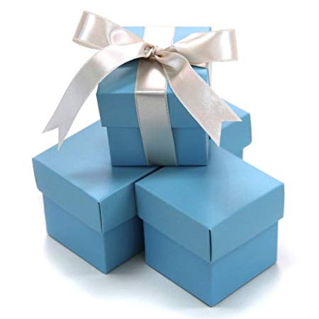 Koyal 2-Piece 50-Pack Square Favor Boxes, Baby Blue