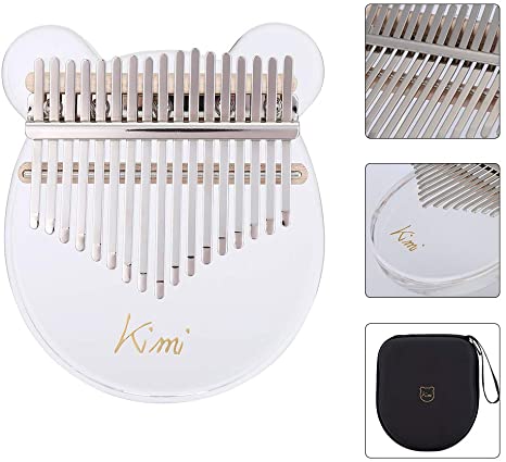 DishyKooker Acrylic Kalimba 17 Keys Thumb Piano with Tuner Hammer Gig Bag Transparent Cute Cat Thumb Piano Kalimba Mbira