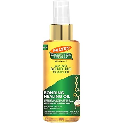 Palmer's Amino Bonding Complex Hair Oil, Healing Treatment with Coconut Oil & Vitamin E, Heat Protectant, Anti Frizz, Adds Shine, Strengthens & Protects Hair Growth, All Hair Types, 3.4 fl. oz