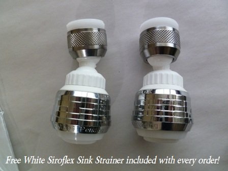 2 Pack Siroflex New Style Deluxe Double Swivel Sprayers Chrome/white - Bonus Siroflex White Sink Strainer Included with Every Order!