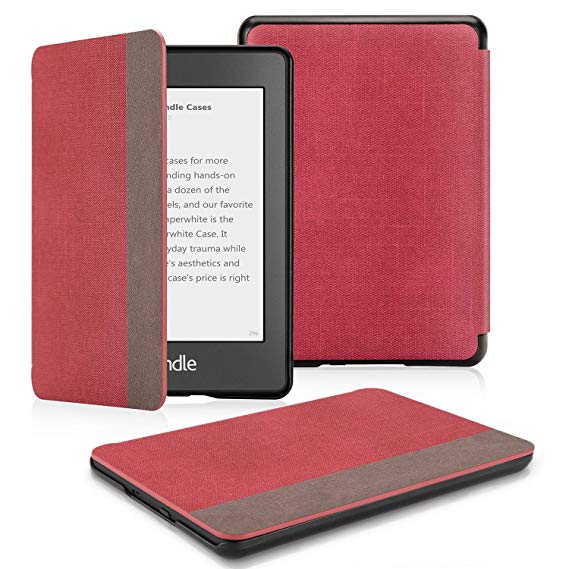 OMOTON Kindle Paperwhite Case (10th Generation-2018), Smart Shell Cover with Auto Sleep Wake Feature for Kindle Paperwhite 10th, Denim Red