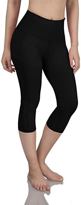 ODODOS Women's Mid Waisted Tummy Control Yoga Capris,19" Inseam Leggings with Inner Pockets