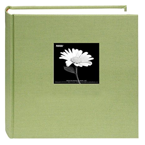 Pioneer 200 Pocket Fabric Frame Cover 5-Inch by 7-Inch Photo Album, Sage Green