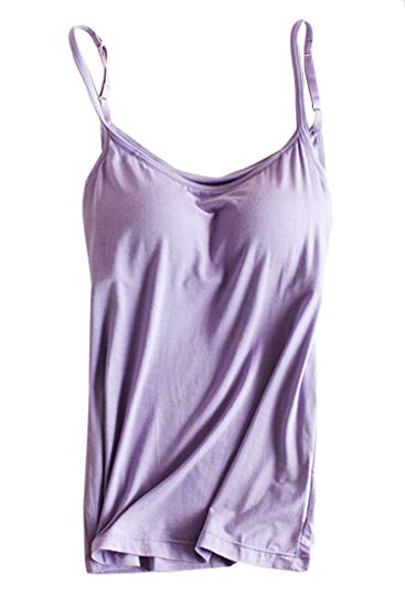 Cutiefox Women's Modal Built-in Bra Padded Active Strap Camisole Tanks Tops