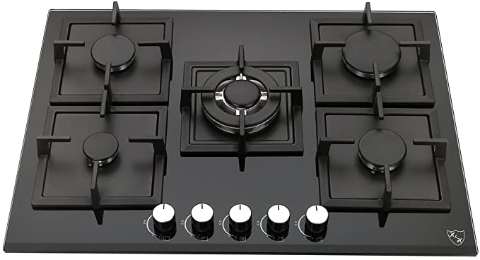 K&H 5 Burner 30" Built-in NATURAL Gas Glass Cast Iron Cooktop 5-GCW