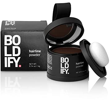 Boldify Hairline Powder Instantly Conceals Hair Loss and Fills In Receding Hairlines, Hair and Root Touch Up, 4g - Dark Brown