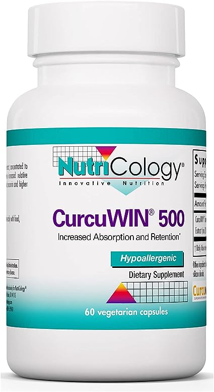 Nutricology CurcuWin 500 - Bioavailable Curcumin, Turmeric Extract - 60 Vegetarian Capsules