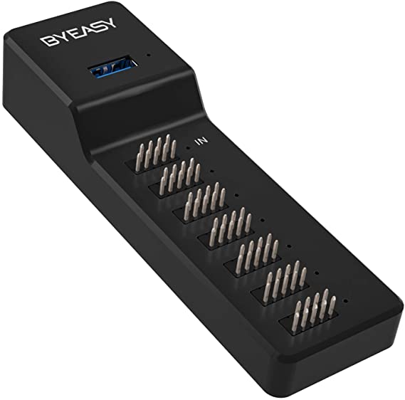 BYEASY Internal USB Hub 2.0 - Motherboard 9 Pin USB Splitter 3.0, Expands 6 USB 2.0 Ports 9 Pin and 1 USB 3.0 Port with Molex Connection Cable and Magnetic Base - Plug and Play - UH-130