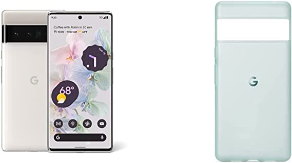 Google Pixel 6 Pro - 5G Android Phone - Unlocked Smartphone with Advanced Pixel Camera and Telephoto Lens - 128GB - Cloudy White & Google Pixel 6 Pro Case