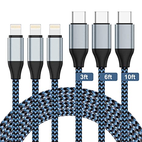 USB C Lightning Cable, 3Pack(3/6/10FT) Sundix iPhone Charger Cord [Apple MFi Certified], Fast USB C Charging Braided Cord Compatible with iPhone 13/13ProMax/12/11XS Max and More.