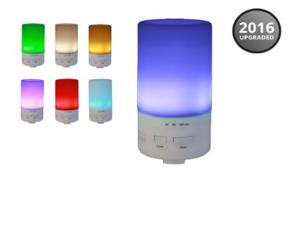 USB Essential Oil Diffuser - 50ml Portable Mini Diffuser - Ultrasonic Cool Mist Aroma Humidifier - Color LED Lights Changing And 3 Timer Settings - Auto Shut Off - For Computer, Car, Bedroom