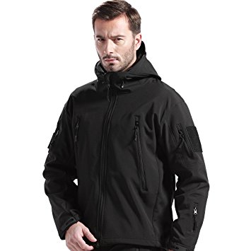 FREE SOLDIER Men's Jackets Outdoor Waterproof Softshell Hooded Tactical Jacket