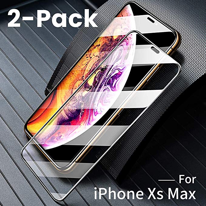 Screen Protector Compatible iPhone Xs Max, [2-Pack] Ainope Tempered Glass Screen Protector Full-Protect 0.33mm Compatible for Apple iPhone 6.5 inch Xs Max (2018), [Case Friendly] Anti-Fingerprint